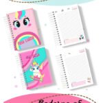 Caderno e Etiquetas Unicórnio Puket - Arquivo Digital