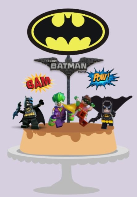 5 - Topo de Bolo Batman Topo de Bolo - Batman - Arquivo Digital - Imagem 1