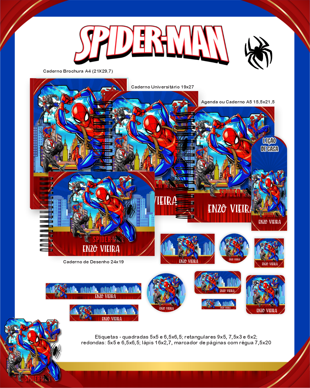 50) HOMEM ARANHA Arquivo Digital Volta às Aulas Homem Aranha - Imagem 1