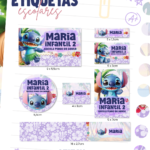Etiquetas Escolar Stitch - Arquivo Digital