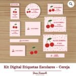 Etiquetas Escolares Cereja - Arquivo Digital