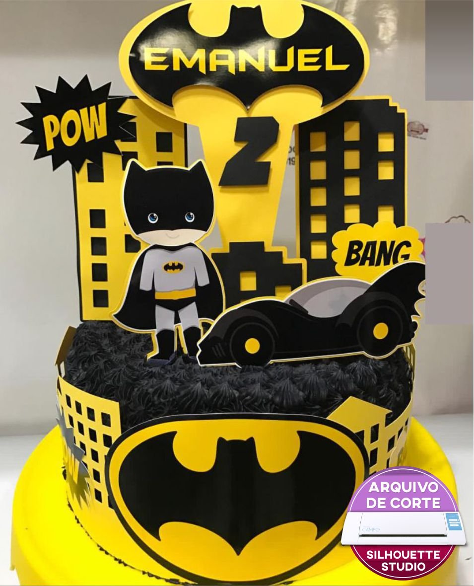 6 - Topo de Bolo Batman Topo de Bolo - Batman - Arquivo Digital - Imagem 1
