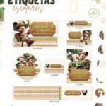 Etiquetas Escolar Mickey Safari - Arquivo Digital