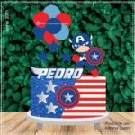 Topo de Bolo - Capitão América - Arquivo Digital