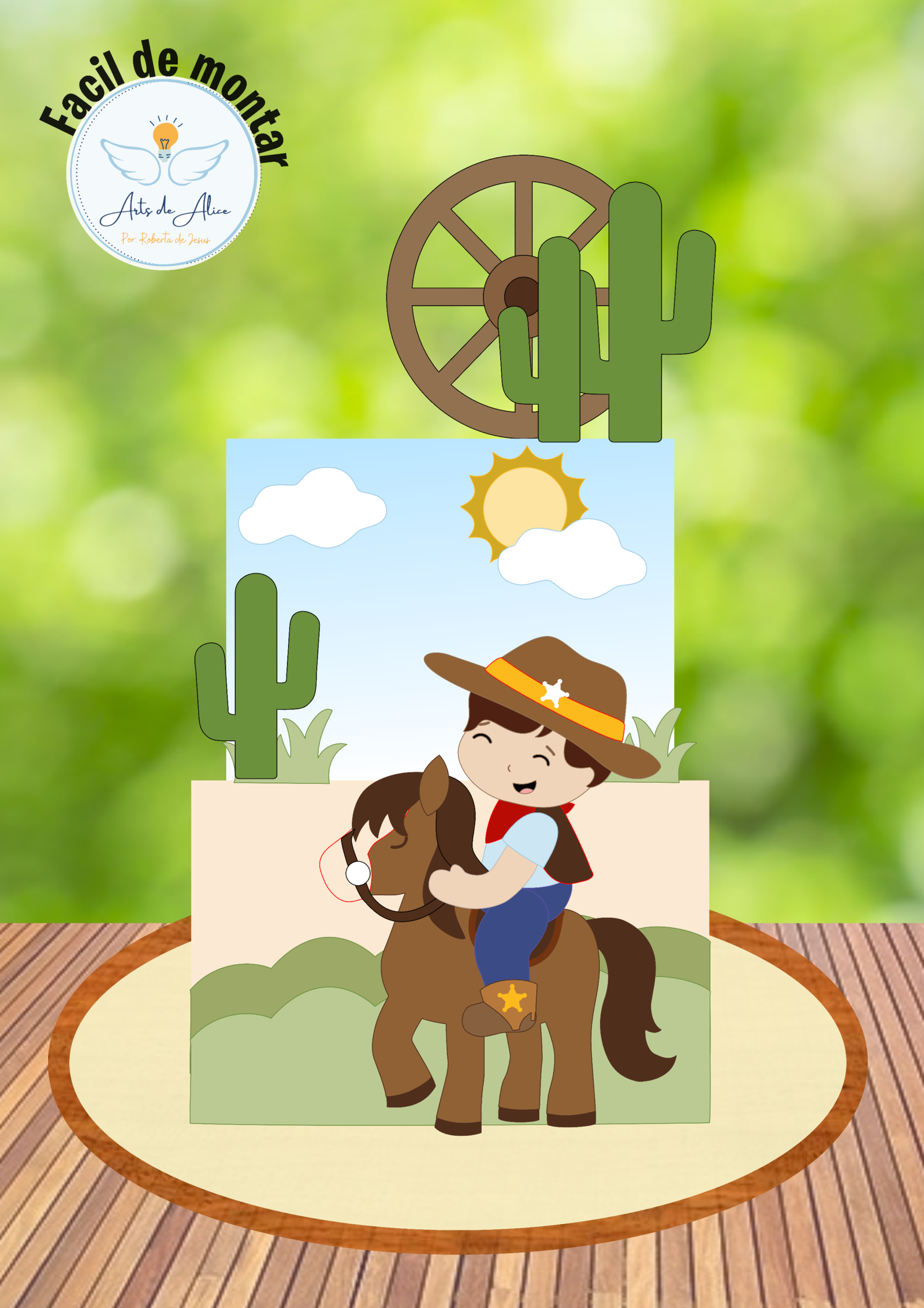 9 - Topo De Bolo Cowboy Topo de Bolo - Cowboy - Arquivo Digital - Imagem 1