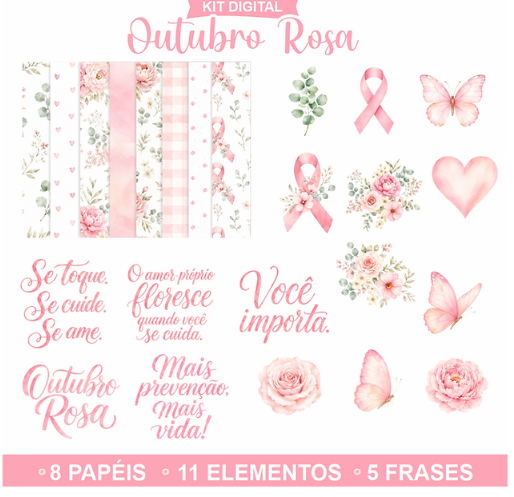 1 - KIT OUTUBRO ROSA 2026 Kit Digital Outubro Rosa - Imagem 1