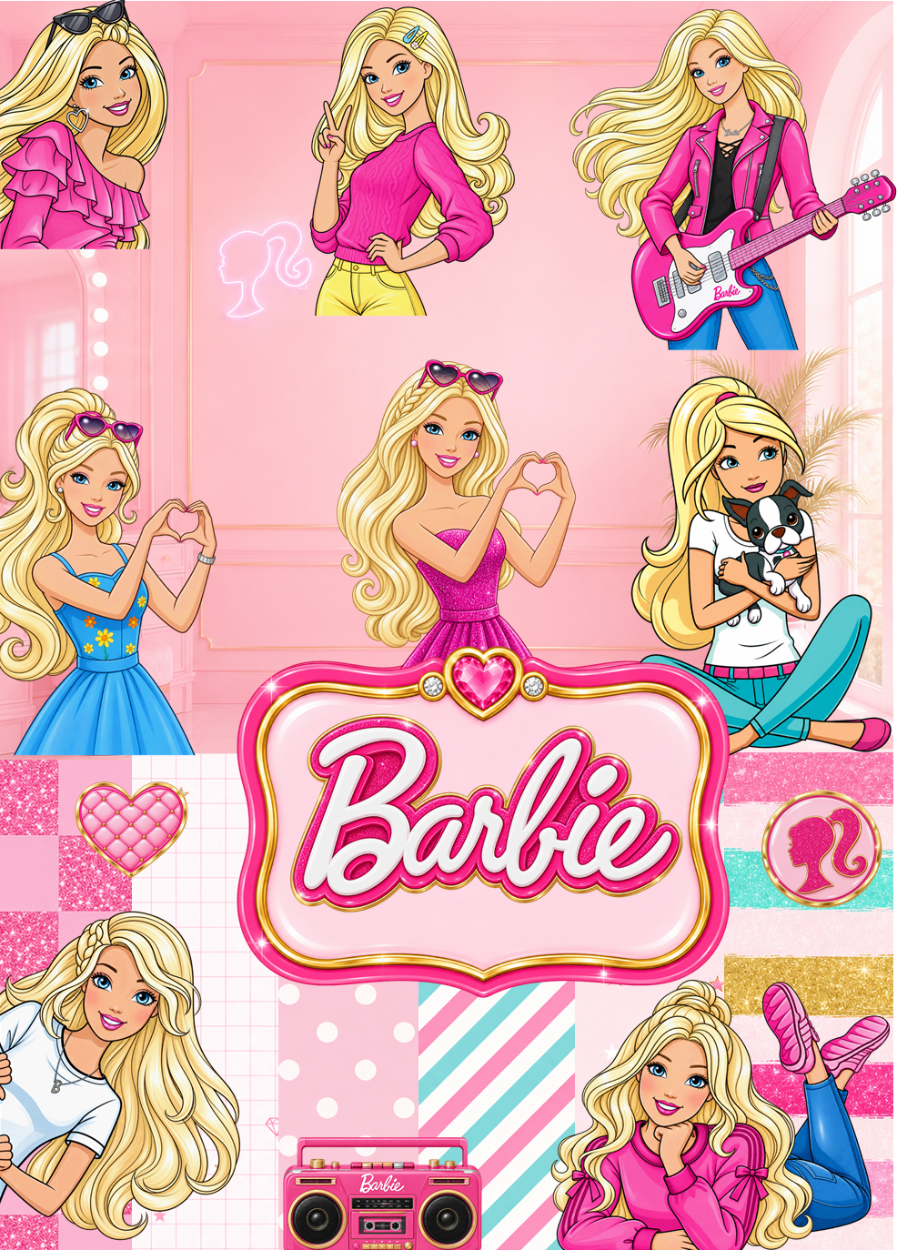 1 - Kit Digital Barbie - Chuvinha de Papel Kit Digital Barbie - Imagem 1
