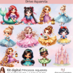 Kit Digital Princesas Aquarela