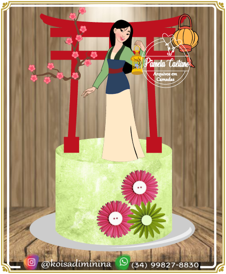11 - Topo De Bolo Mulan Topo de Bolo - Mulan - Arquivo Digital - Imagem 1