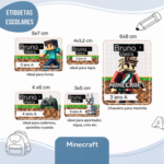 Etiquetas Escolares Minecraft - Arquivo Digital