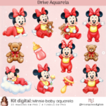 Kit Digital Minnie Baby Vermelha Aquarela
