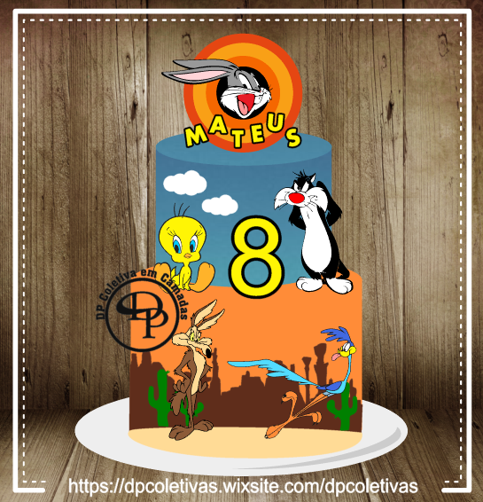 2 - Topo De Bolo Looney Tunes Topo de Bolo - Looney Tunes - Arquivo Digital - Imagem 1