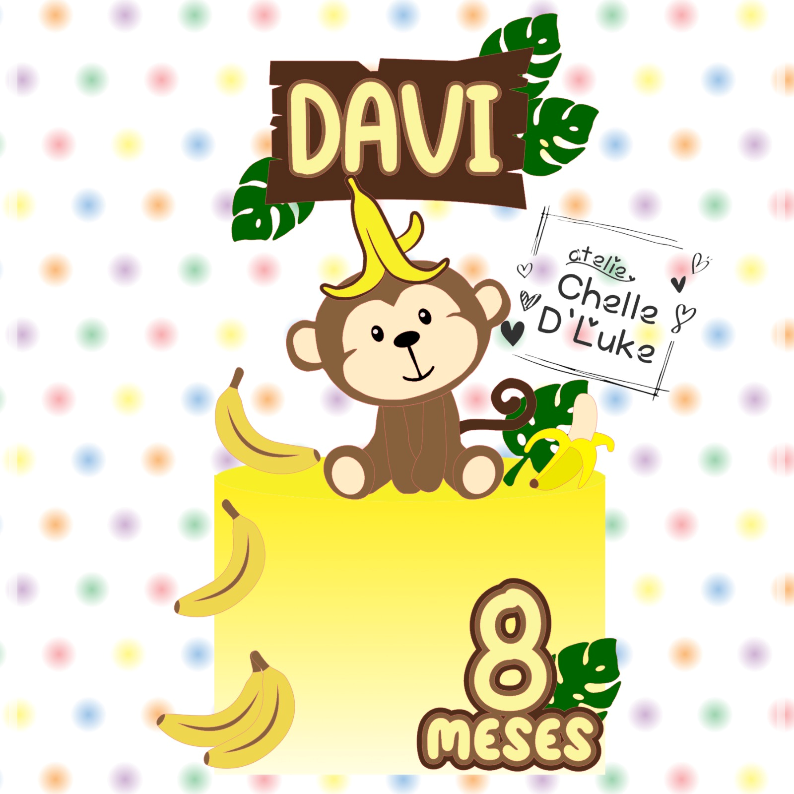 2 - Topo De Bolo Macaquinho Topo de Bolo - Macaquinho - Arquivo Digital - Imagem 1