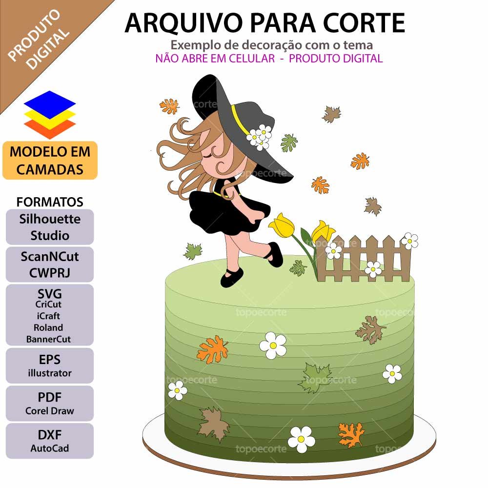 20 - Topo De Bolo Menina Topo de Bolo - Menina - Arquivo Digital - Imagem 1