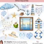 Kit Digital Praia Azul Aquarela