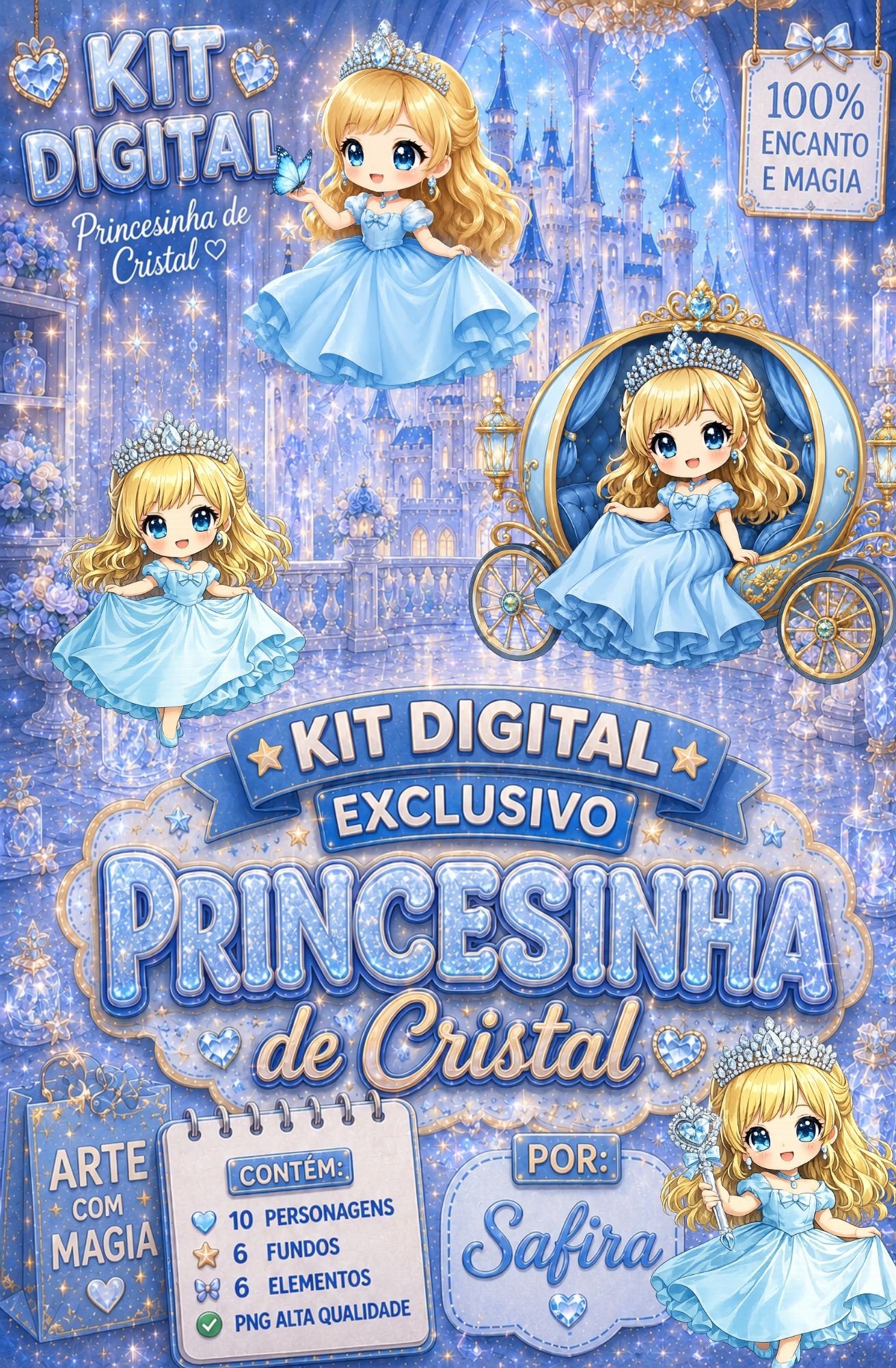 Design sem nome - 1 Kit Digital Princesinha de Cristal - Imagem 1