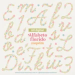 Kit Digital Alfabeto Floral