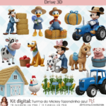 Kit Digital Turma do Mickey Fazendinha Azul
