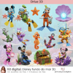 Kit Digital Turma do Mickey Fundo do Mar