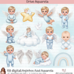 Kit Digital Anjinho Azul Aquarela