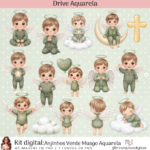 Kit Digital Anjinho Verde Musgo Aquarela