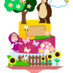 Topo de Bolo - Masha e o Urso - Arquivo Digital