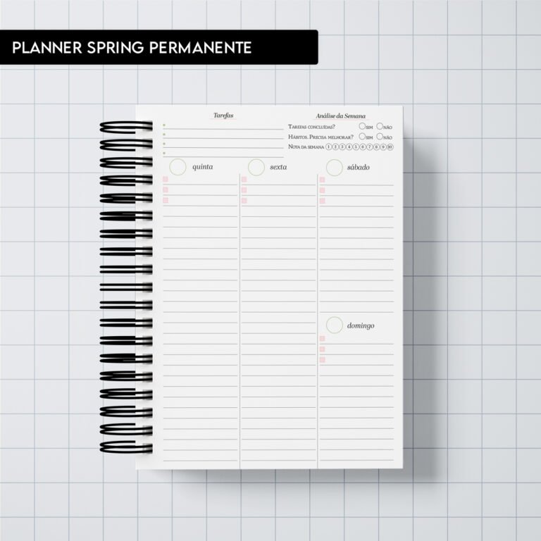 7 - Miolo digital – Planner Spring Permanente Miolo digital – Planner Spring Permanente - Arquivo Digital - Imagem 1