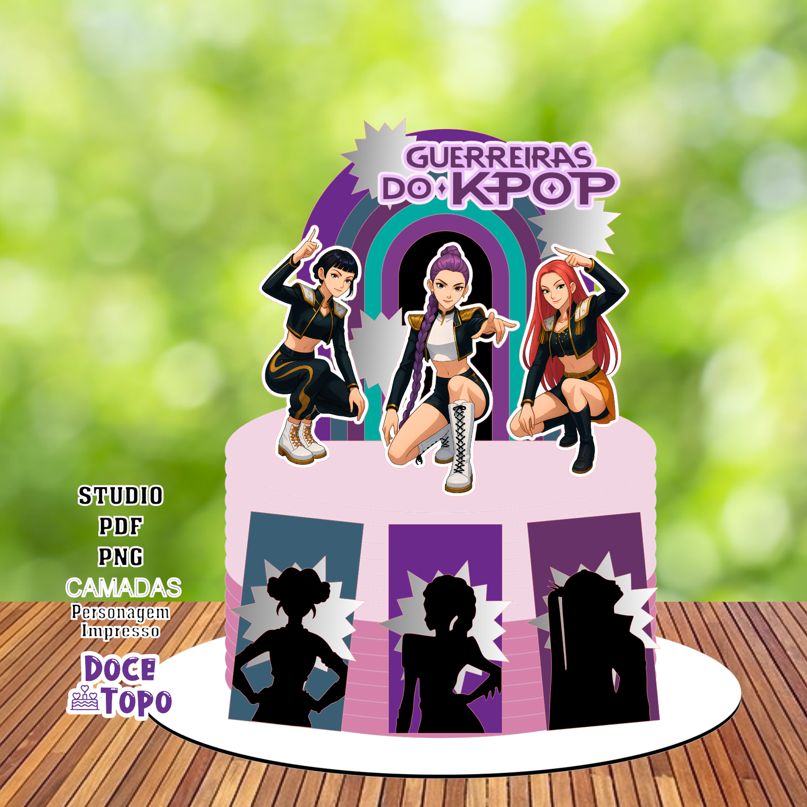 8 - Topo De Bolo Guerreiras Do K-pop Topo de Bolo - Guerreiras do K-Pop - Arquivo Digital - Imagem 1