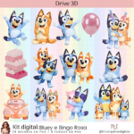 Kit Digital Bluey e Bingo Rosa e Azul