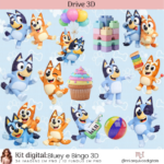 Kit Digital Bluey e Bingo 3D