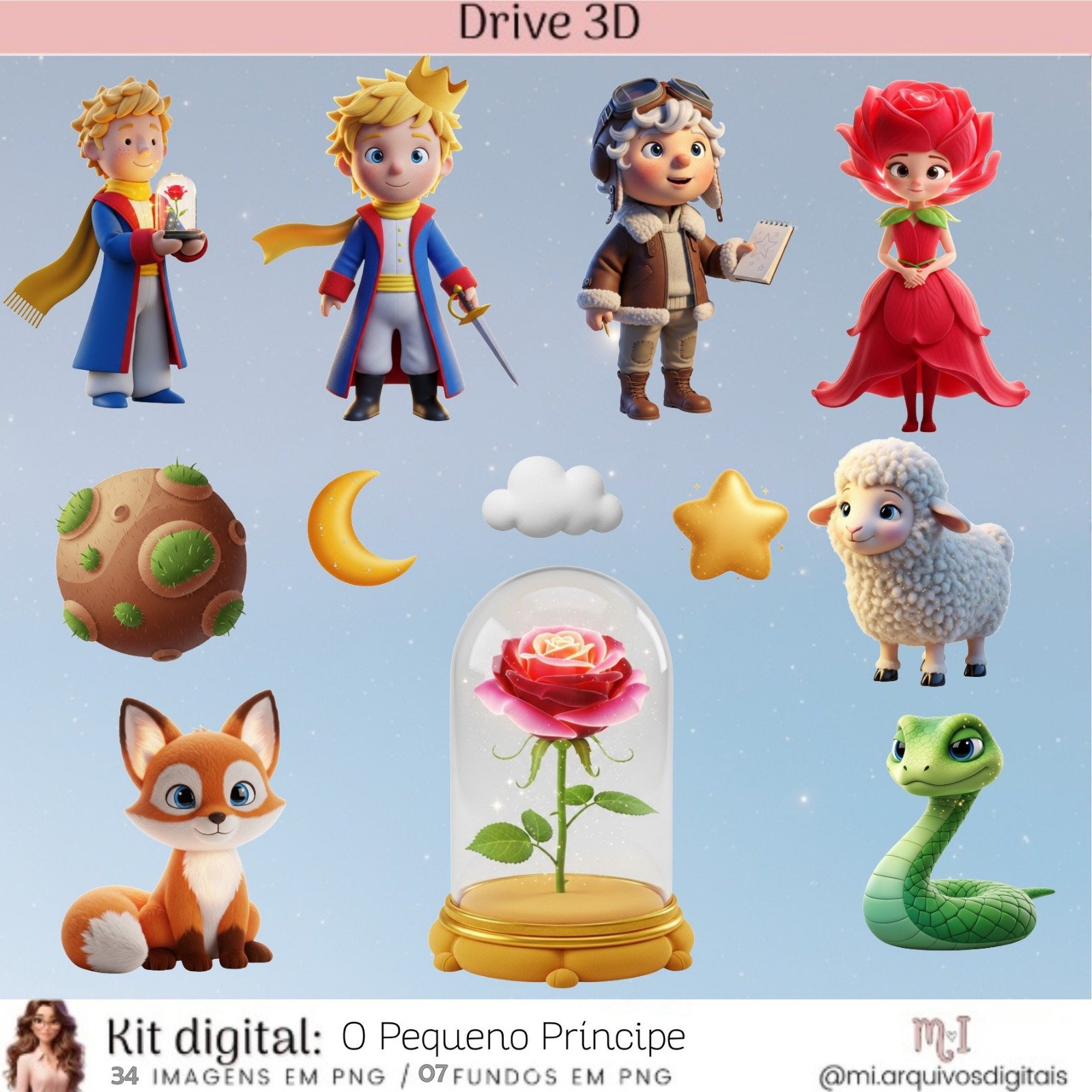 86 - Pequeno Príncipe 3D Kit Digital Pequeno Príncipe 3D - Imagem 1