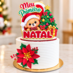 Topo de Bolo Cenário - Meu Primeiro Natal - Arquivo Digital