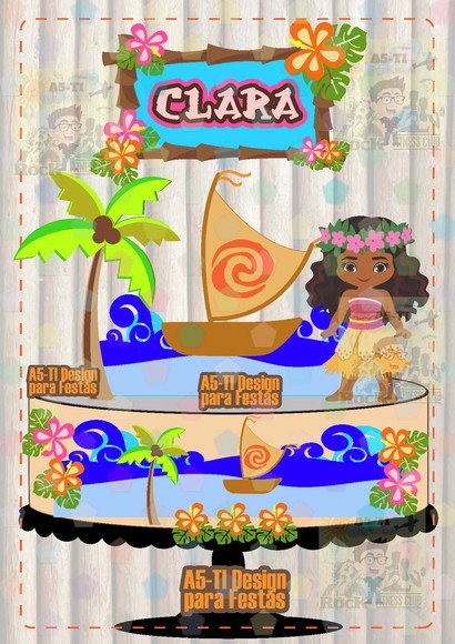 11 - Topo De Bolo Moana Topo de Bolo - Moana - Arquivo Digital - Imagem 1