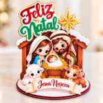 Topo de Bolo Cenário - Feliz Natal Cristão - Arquivo Digital