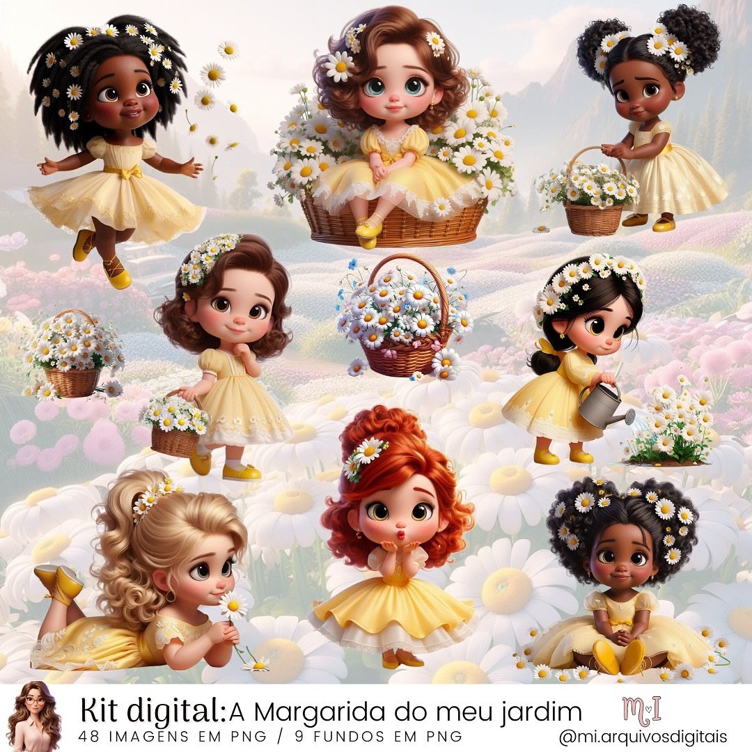 136 - Margarida no Meu Jardim Kit Digital Margarida no Jardim - Imagem 1