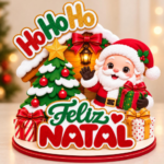 Topo de Bolo Cenário - Ho Ho Ho Feliz Natal - Arquivo Digital