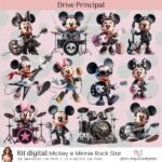Kit Digital Mickey e Minnie Rockstar