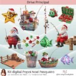 Kit Digital Papai Noel Pesqueiro