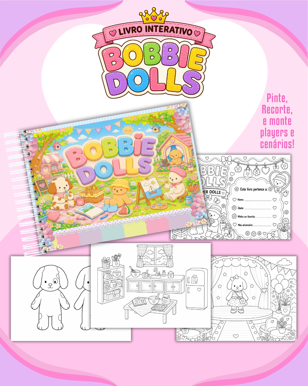 25) BOBBIE DOLLS (1) Livro de Colorir - Bobbie Dolls - Arquivo Digital - Imagem 1