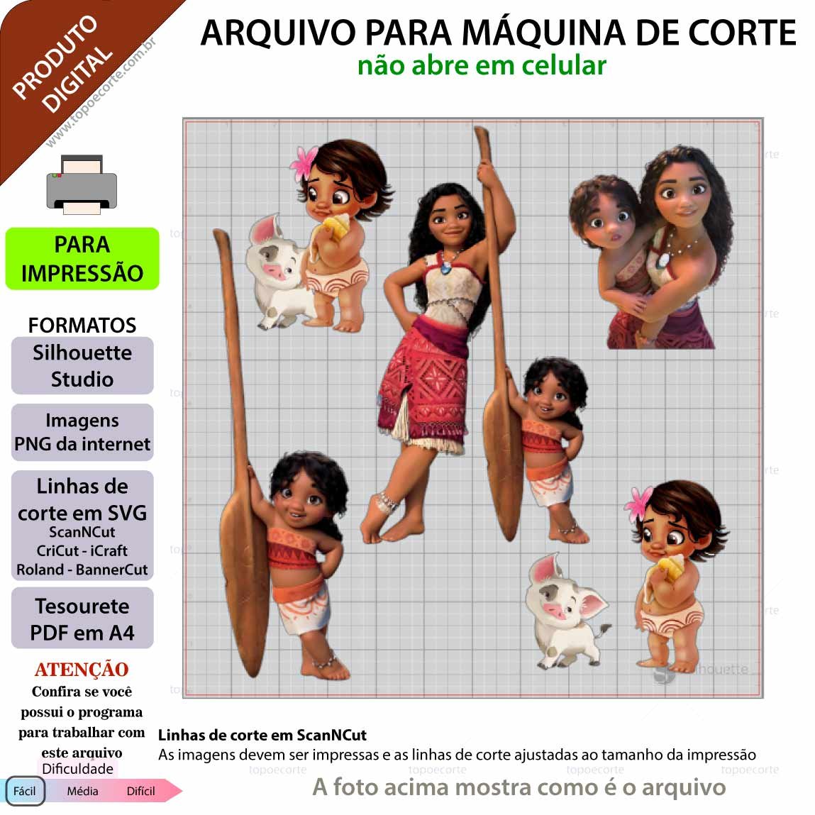 27 - Topo De Bolo Moana Topo de Bolo - Moana - Arquivo Digital - Imagem 1