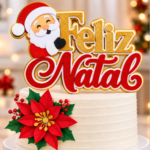 Topo de Bolo - Feliz Natal - Arquivo Digital